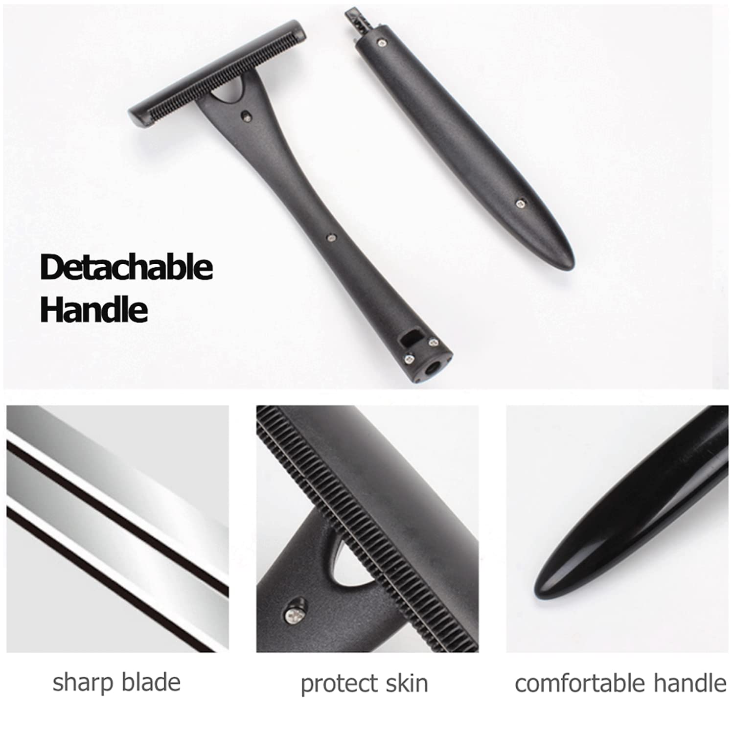 Men's Back Shaver - DIY Body Hair Remover with Curved Head & Long Handle, Replaceable Razors (25¢ Each) - Quick & Easy Back Hair Removal for Smooth Skin - Perfect for Home Use, Travel & Grooming Kits