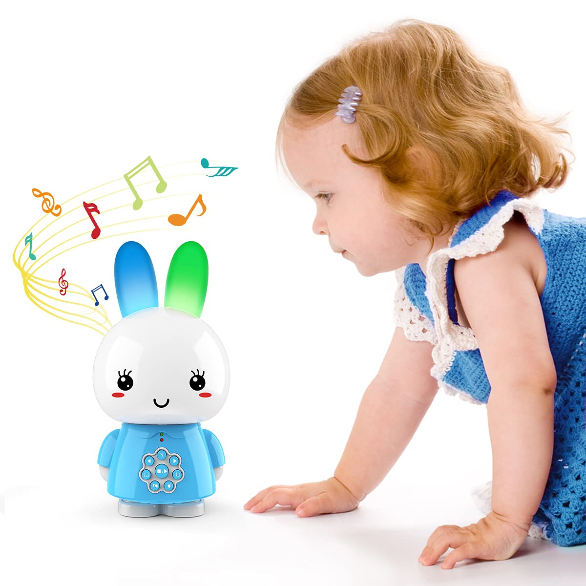 Alilo Bunny Musical Learning Toy for Toddlers 10-36 Months - Interactive Baby Music Player, Light-Up Teether, Educational Storytelling Robot with Recorder - Perfect Gift for Boys & Girls | Bedtime Companion, Early Learning Development, Sensory Play Toy