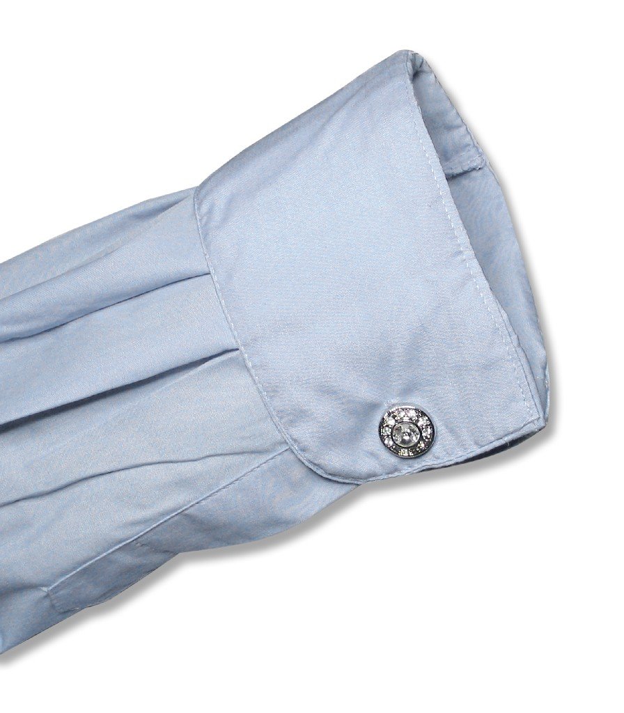 Men's Solid Powder Blue Dress Shirt with Convertible Cuffs - Formal & Business Attire for Office, Weddings & Special Occasions