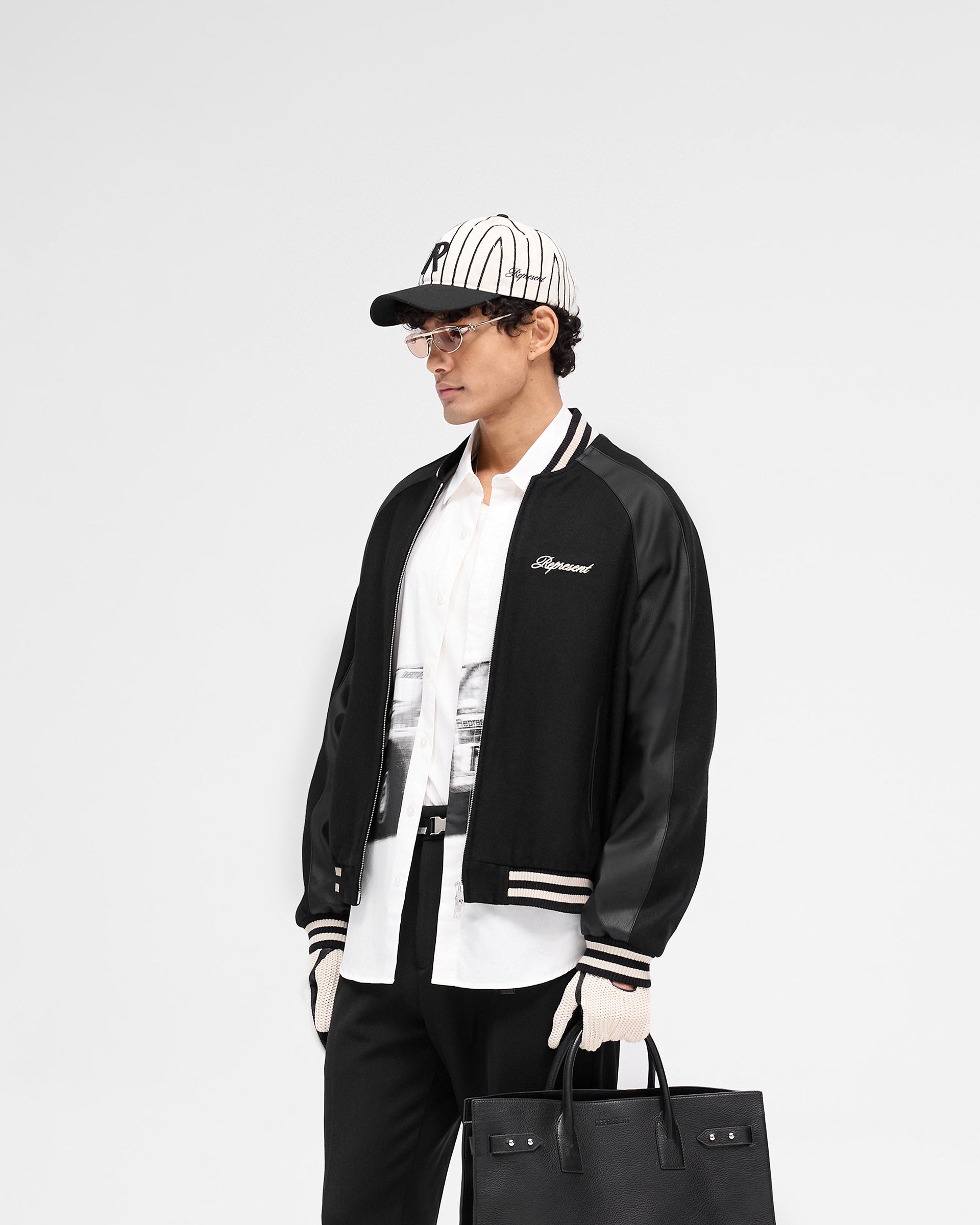 Men's Black Raglan Varsity Jacket - Baseball Style Sleeve Design - Casual Outerwear for Sports, School & Street Fashion