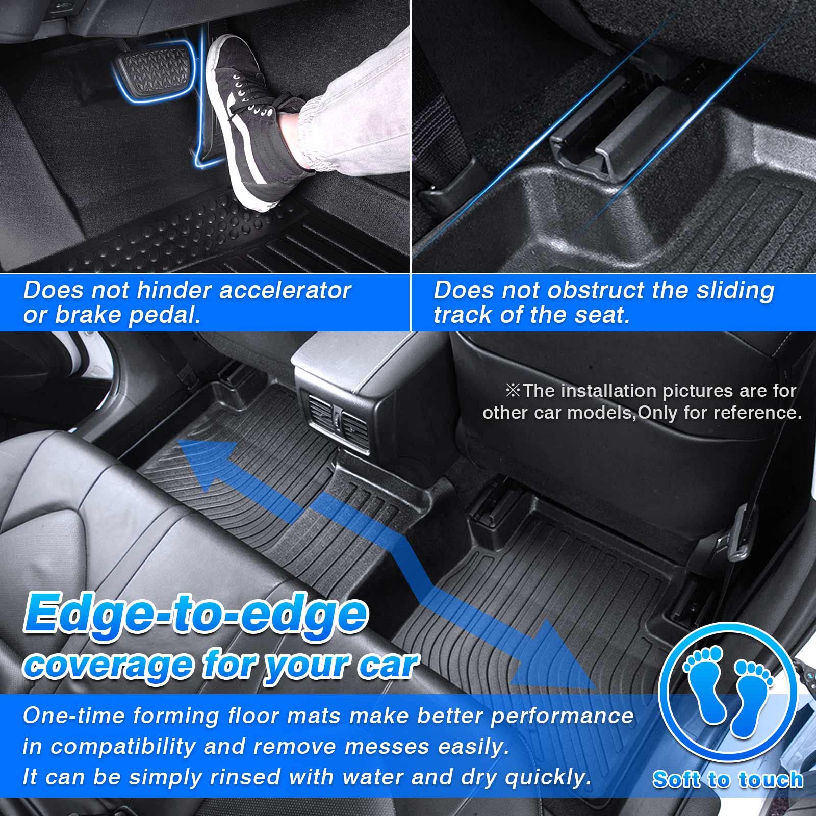 Custom Fit All-Weather TPE Floor Mats for 2022-2025 Ford Maverick Hybrid - Front & 2nd Row Black Car Floor Liners | Durable Protection for Trucks & SUVs in Rain, Snow & Mud