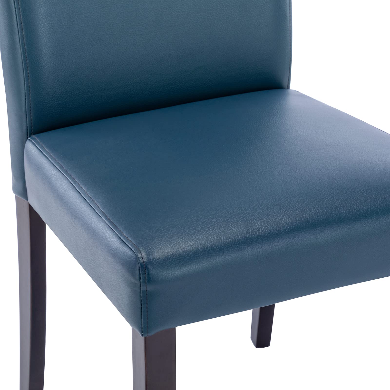 Watson & Whitely Low Back Upholstered Dining Chairs Set of 2 - Faux Leather Armless Kitchen Chairs with Solid Wood Legs, Blue - Perfect for Small Spaces & Modern Dining Rooms