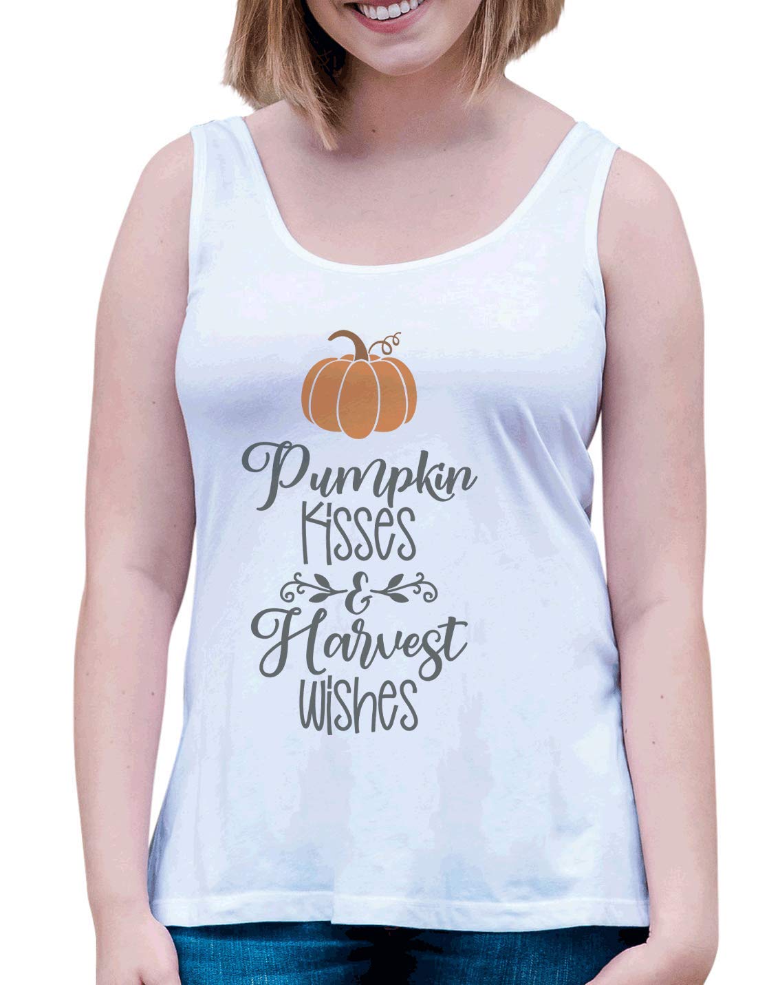 7 ate 9 Apparel Women's Pumpkin Kisses Shirt - Fall Fashion T-Shirt for Women | Cute Autumn Graphic Tee | Perfect for Halloween, Thanksgiving & Cozy Seasonal Outfits