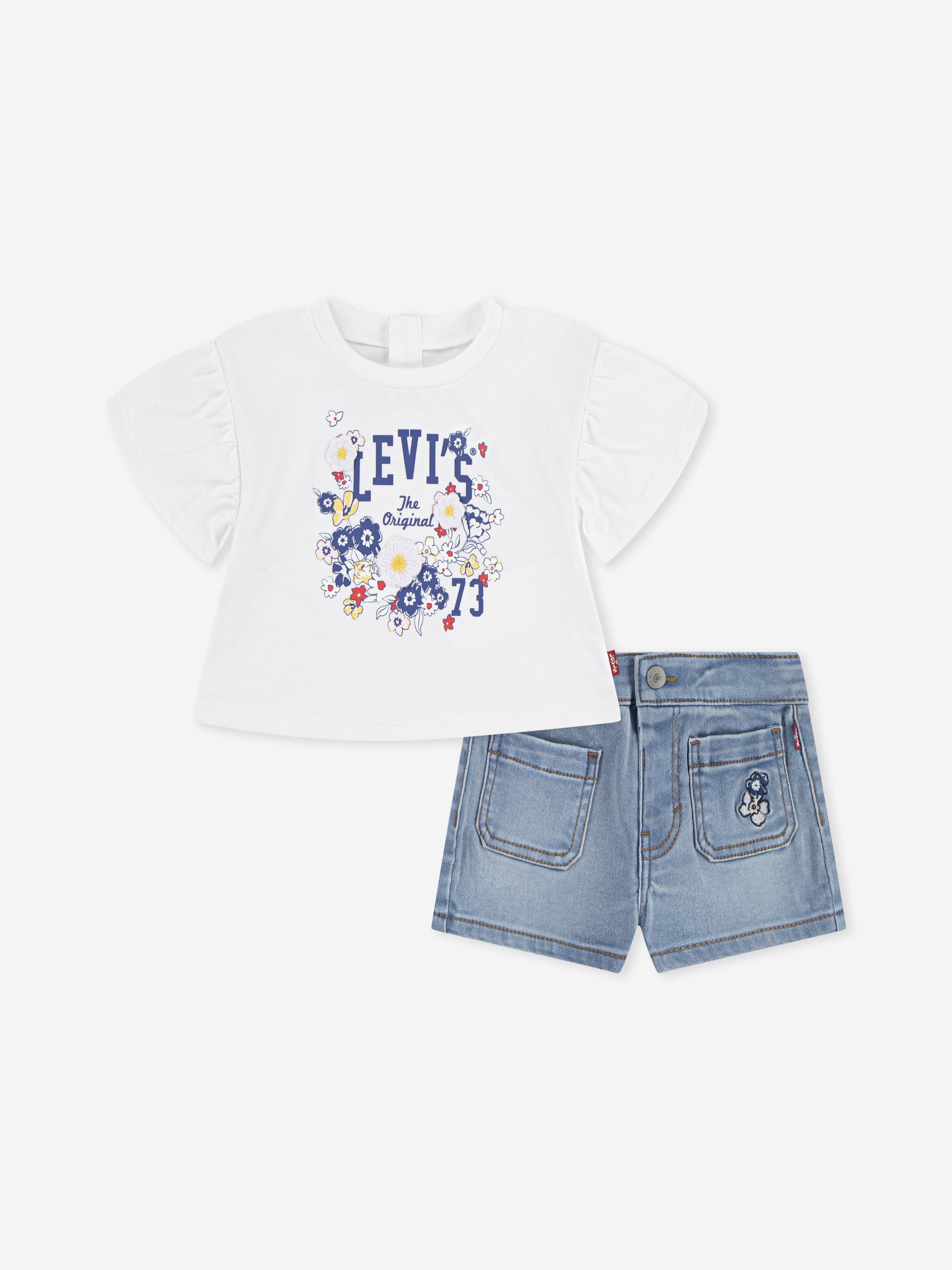 Baby Girls Flutter Sleeve Top and Shorts Set - White Cotton Summer Outfit for Toddler Girls | Perfect for Playdates, Beach Trips & Family Photos