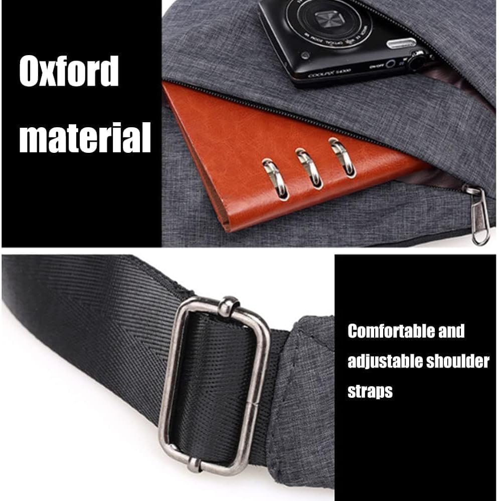 Anti Theft Crossbody Bag for Women & Men - Secure Travel Purse with Adjustable Strap, RFID Blocking & Slash Resistant - Perfect for Commuting, Sightseeing & Daily Use (Grey, Right Shoulder)