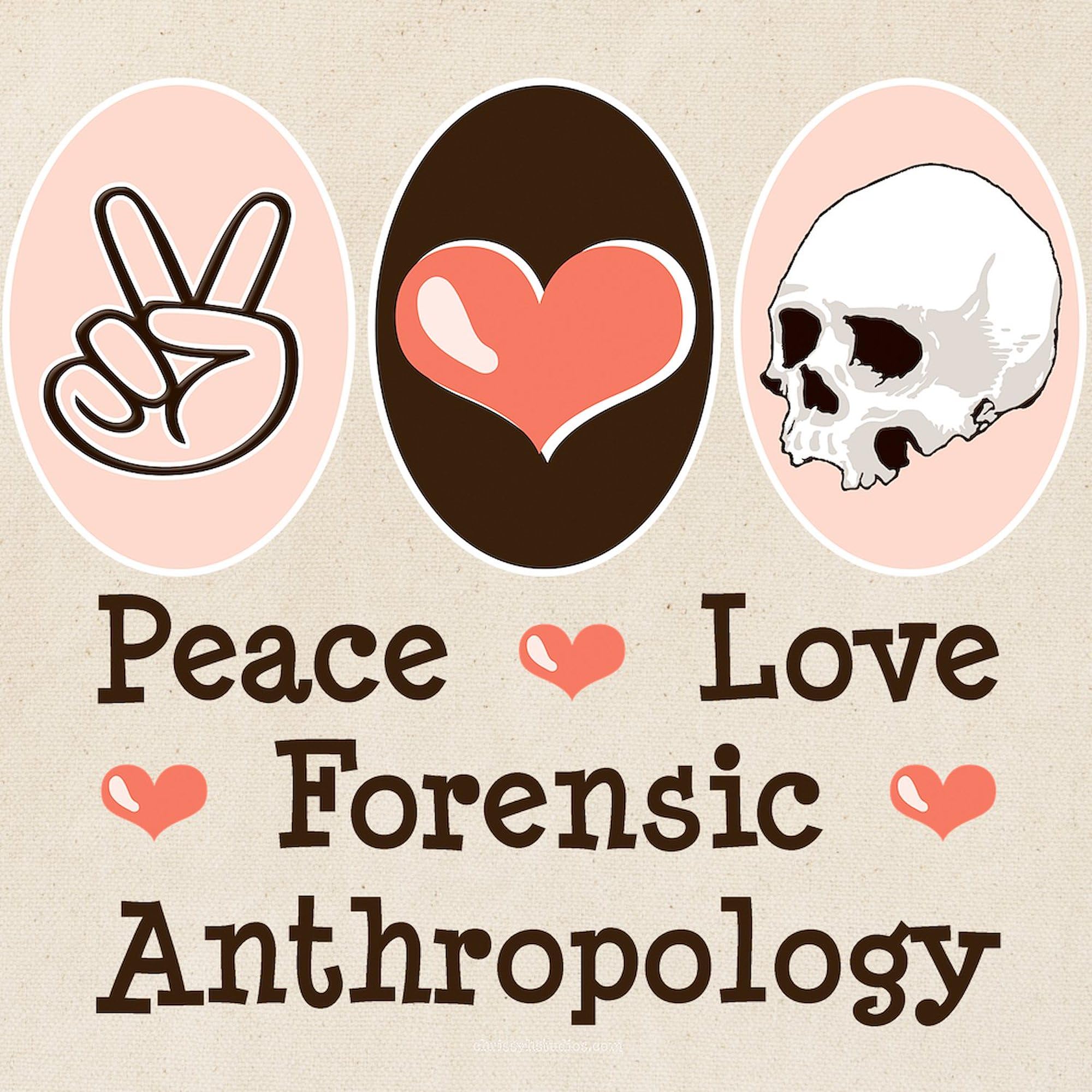 Forensic Anthropology Tote Bag - Peace Love Design | Natural Canvas Reusable Shopping Bag for School, Work & Groceries