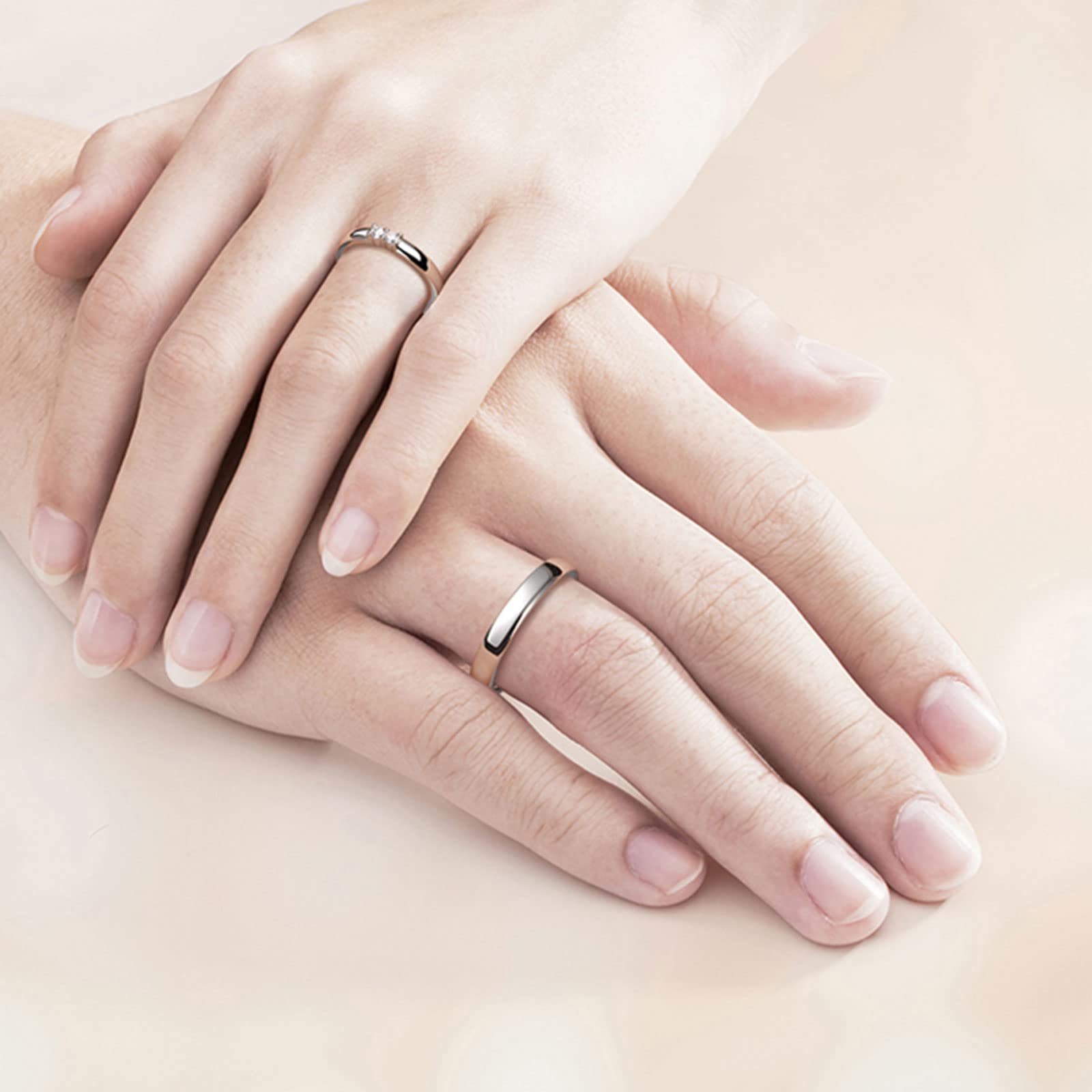 Diamond Matching Couples Rings for Him and Her - Sterling Silver/10K/14K/18K Wedding Promise Rings with Free Engraving | Perfect for Anniversaries, Engagements & Romantic Gifts