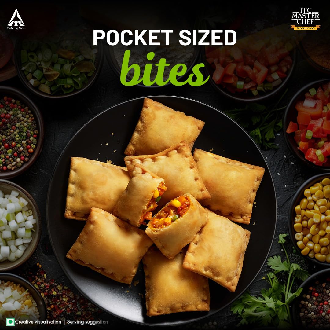 ITC MASTER CHEF Veggie Pizza Pocket - Frozen Ready-to-Cook Snack (340g) | Quick Meal Solution for Busy Weekdays, After-School Snacks & Party Appetizers