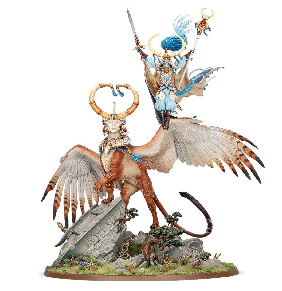 Age of Sigmar Lumineth Realm Lords: Archmage Teclis & Celennar, Spirit of Hysh - Warhammer Miniature for Tabletop Gaming & Collectors