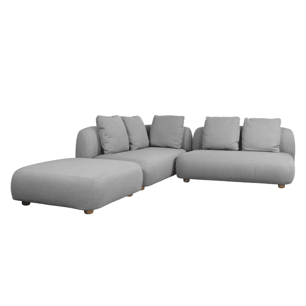 Outdoor Corner Sofa Set with Cushions and Pouf - Waterproof Patio Furniture for Backyard, Garden, and Poolside Relaxation