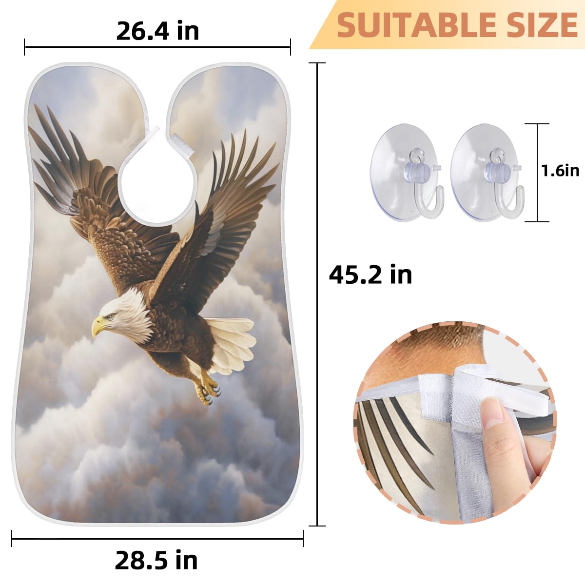 **Men's Bird Eagle Sky Beard Shaving Bib - Waterproof Barber Apron for Hair Dye, Makeup & Trimming | Sink Hair Catcher & Grooming Accessory | Perfect for Home Salon, Barbershop & DIY Styling**