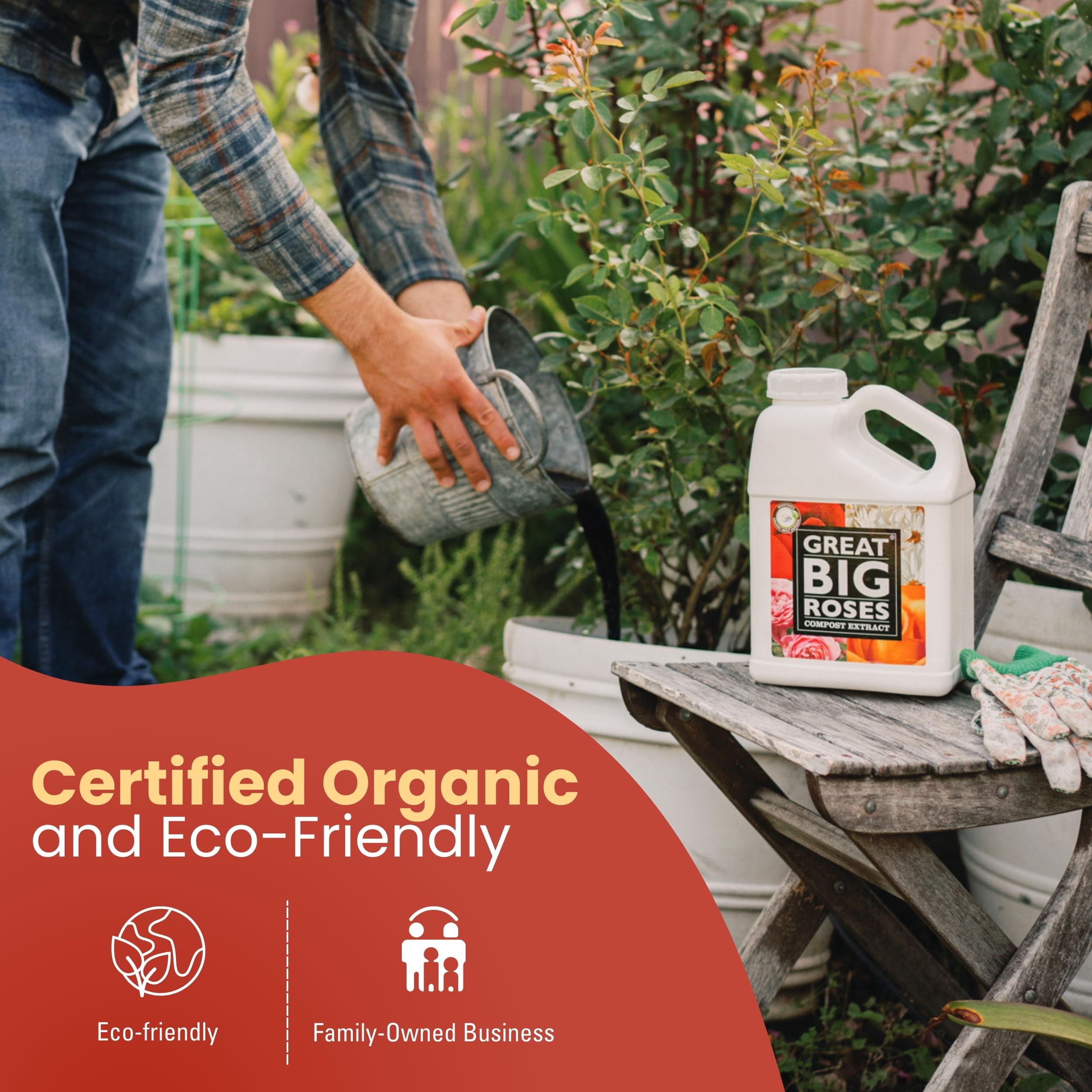 Premium Rose Fertilizer & Soil Booster - Organic Compost Extract for Bigger, Healthier Roses & Flowers | 2.5 Gallon Concentrate (Makes 80 Gallons) | Ideal for Rose Bushes, Garden Beds & Landscaping