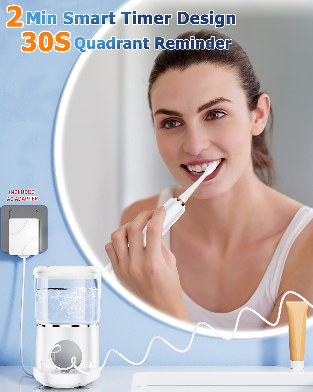 Professional Electric Toothbrush with Water Flosser - 2-in-1 Teeth Cleaning System for Brushing & Flossing | Perfect for Home Dental Care & Travel Oral Hygiene