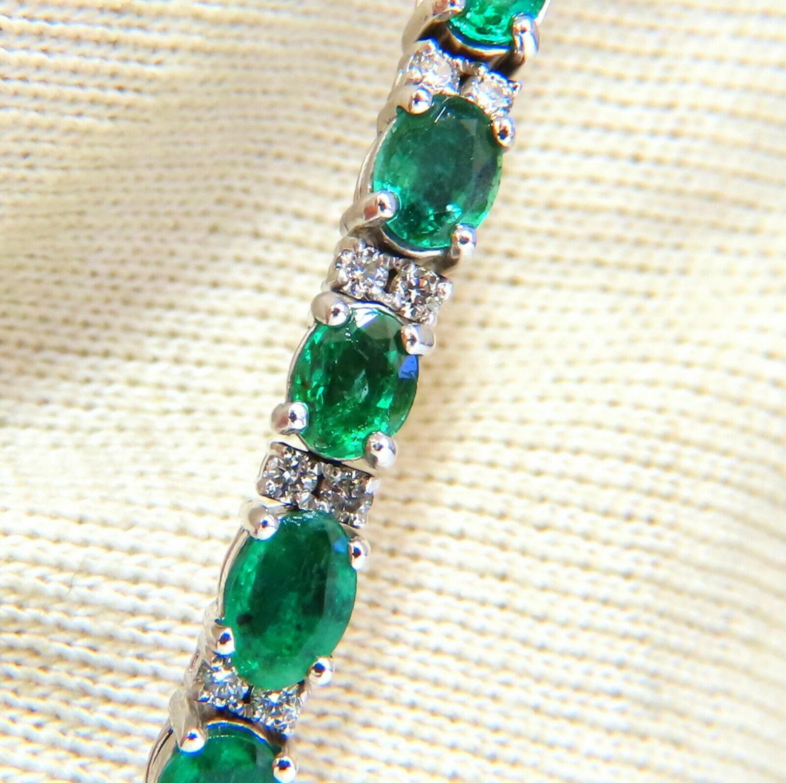 7ct Natural Emerald & Diamond Bangle Bracelet in 14K White Gold - Elegant Jewelry for Weddings, Anniversaries & Special Occasions