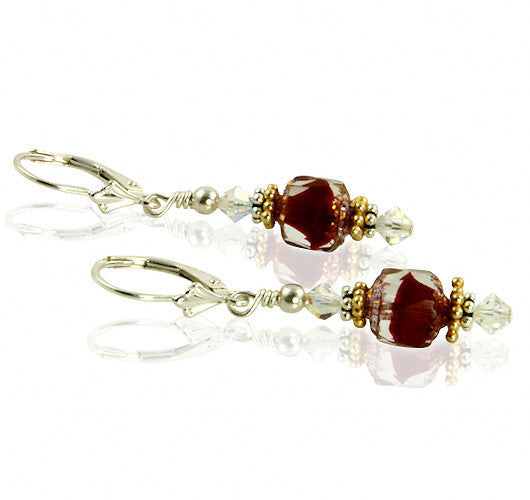 Exquisite Ruby Red Gold Cathedral Earrings for Women – Elegant Vintage Jewelry Gift for Weddings, Parties & Special Occasions