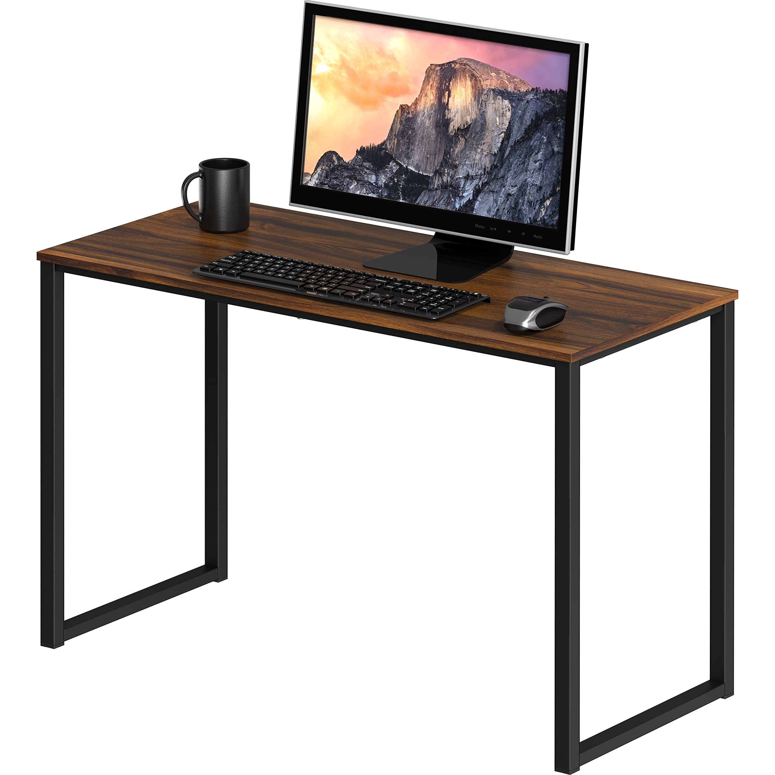 SHW Mission 32-Inch Home Office Computer Desk, Walnut Finish - Modern Writing Desk for Small Spaces, Perfect for Remote Work, Study & Gaming