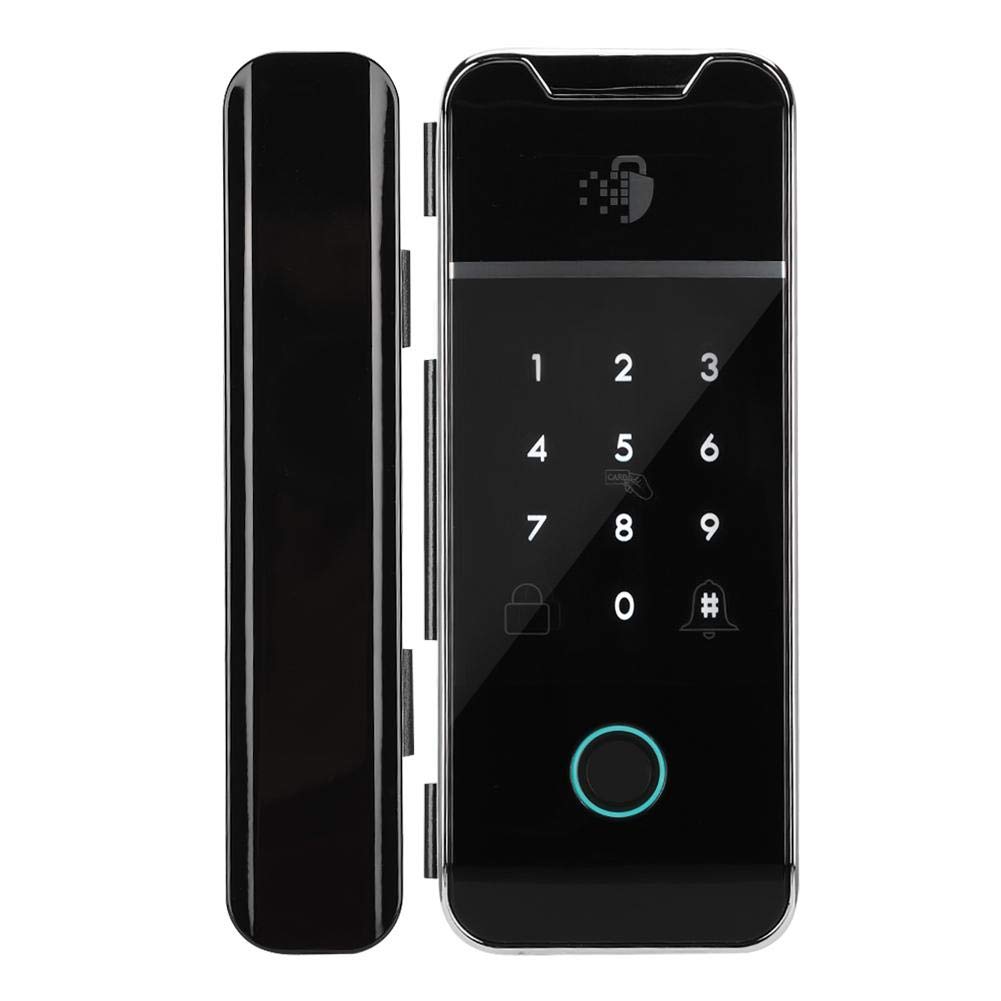 Smart Fingerprint Glass Door Lock - Bluetooth Electronic Keyless Entry with 4-in-1 Access (APP/Fingerprint/Password/IC Card) for Home Security - Perfect for Apartments, Offices & Smart Homes
