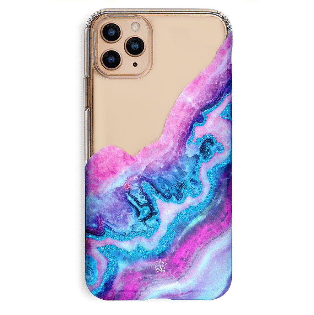 Geode Glitter Clear iPhone Case - Shatterproof Protective Cover with Crystal Sparkle Design for iPhone 13/14/15 - Perfect for Daily Use, Travel & Gift Giving