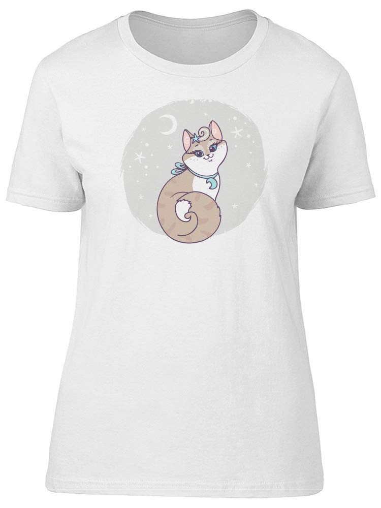 Stylish Women's Cute Cat with Curly Tail Graphic T-Shirt - Perfect for Casual Wear, Weekend Outfits & Cat Lovers