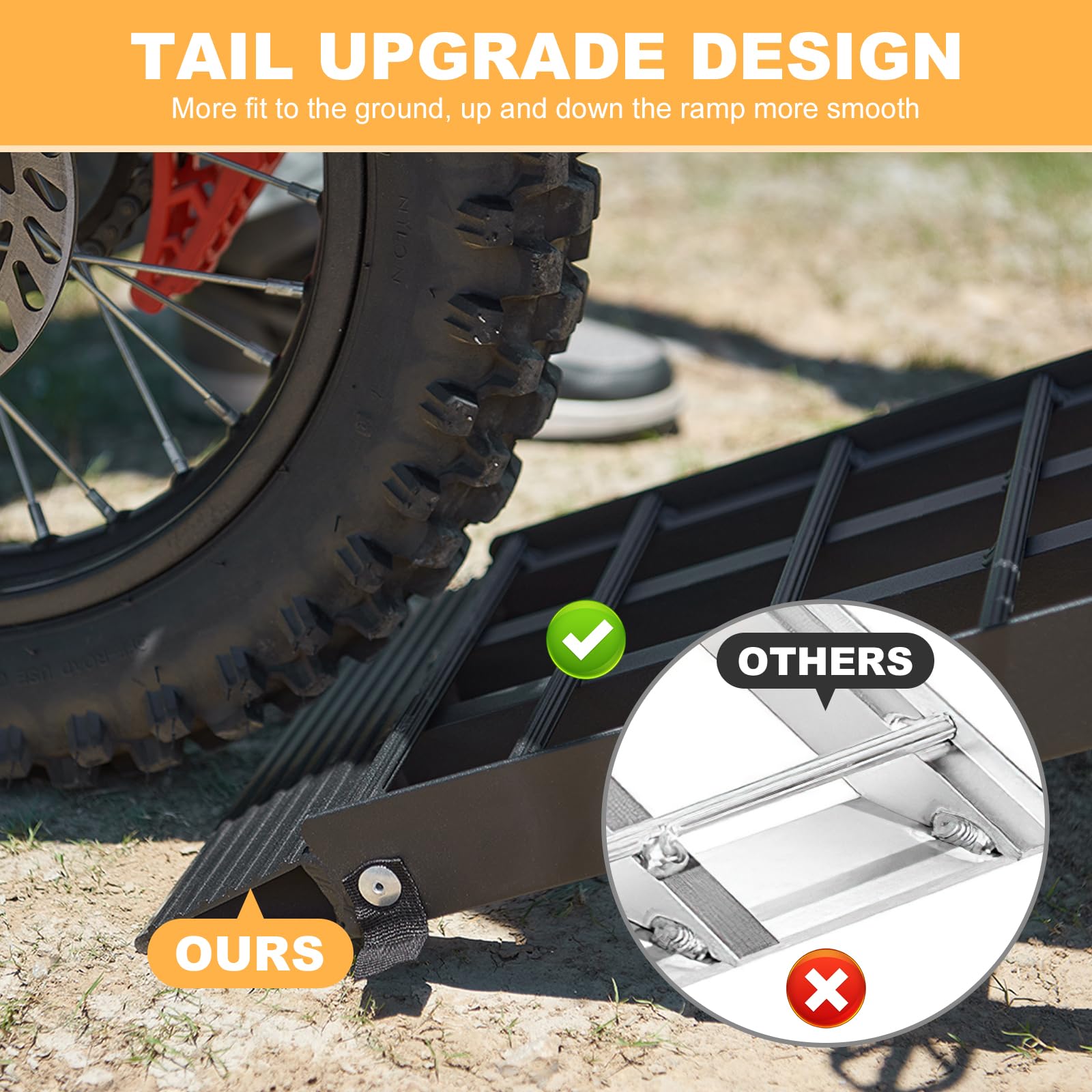 Gardhom 2PCS 7.5' Heavy Duty Aluminum Folding Ramps - 3000lbs Capacity Loading Ramps with Handle for ATV, UTV, Pickup Trucks, Motorcycles, Dirt Bikes, Lawn Mowers & Snow Blowers | Perfect for Garage, Warehouse & Off-Road Loading
