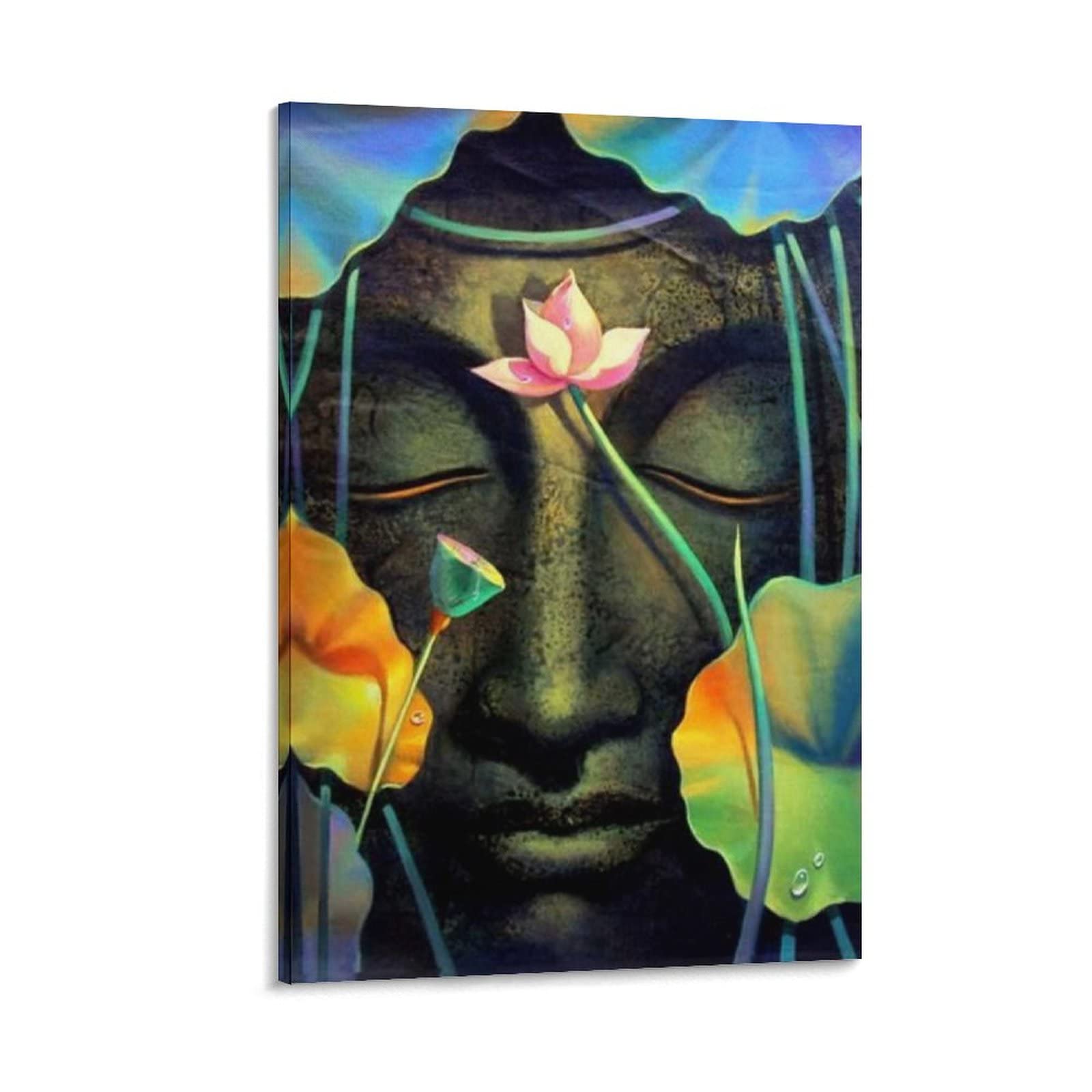 Modern Lotus Beadle Oil Painting Print on Canvas - 20x30 Inch (50x75cm) Wall Art for Living Room, Bedroom, Office & Kitchen Decor | Handmade Framed Painting for Home & Office Interior Design