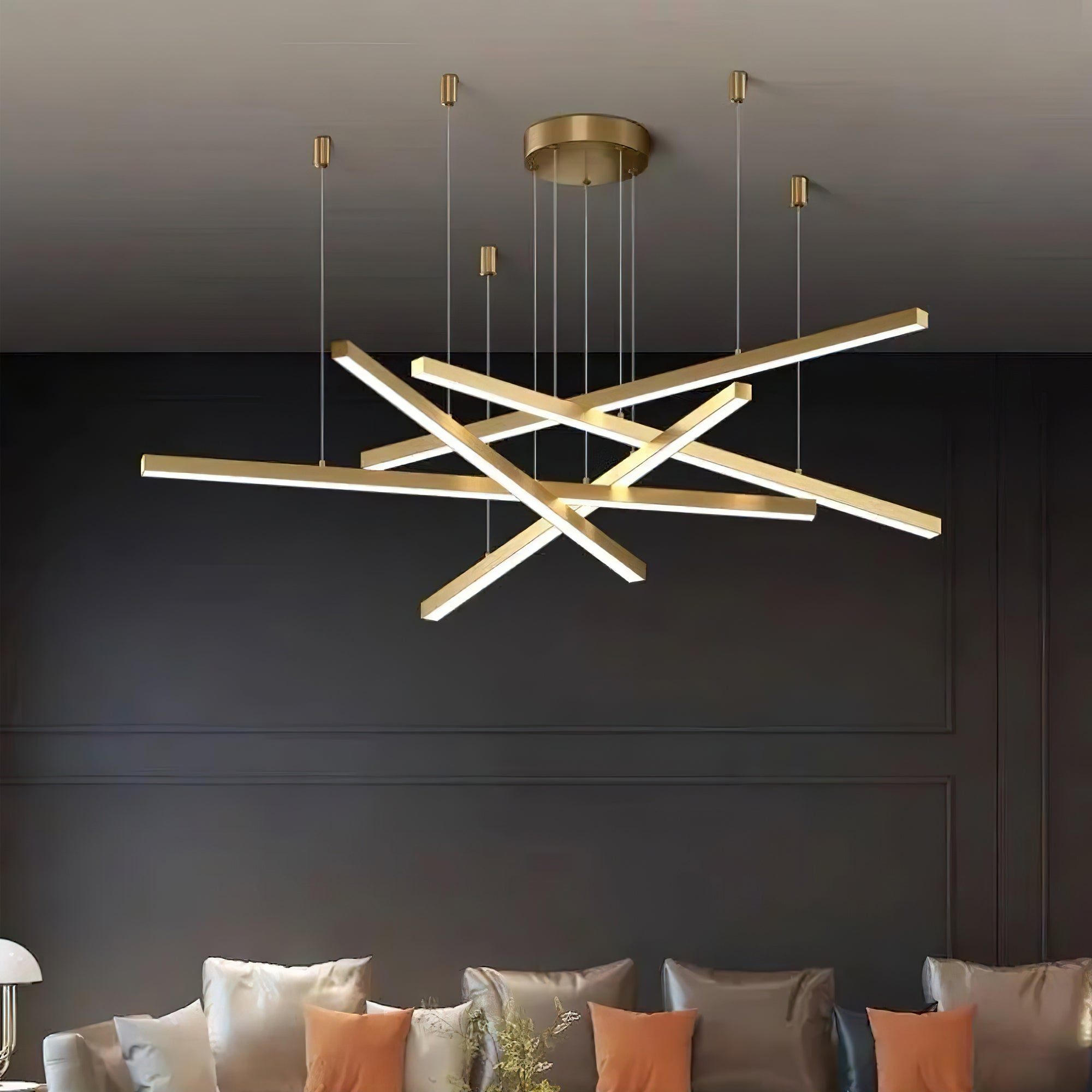 Modern Long Strip LED Chandelier - Dimmable Crystal Ceiling Light Fixture for Dining Room, Living Room & Bedroom | Energy-Efficient Contemporary Lighting for Home Decor