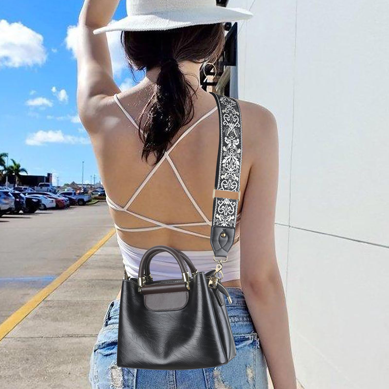 Wide Crossbody Shoulder Strap for Bags - Adjustable Purse Strap Replacement, Extender Accessory & Guitar Strap - Perfect for Handbags, Totes & Musical Instruments