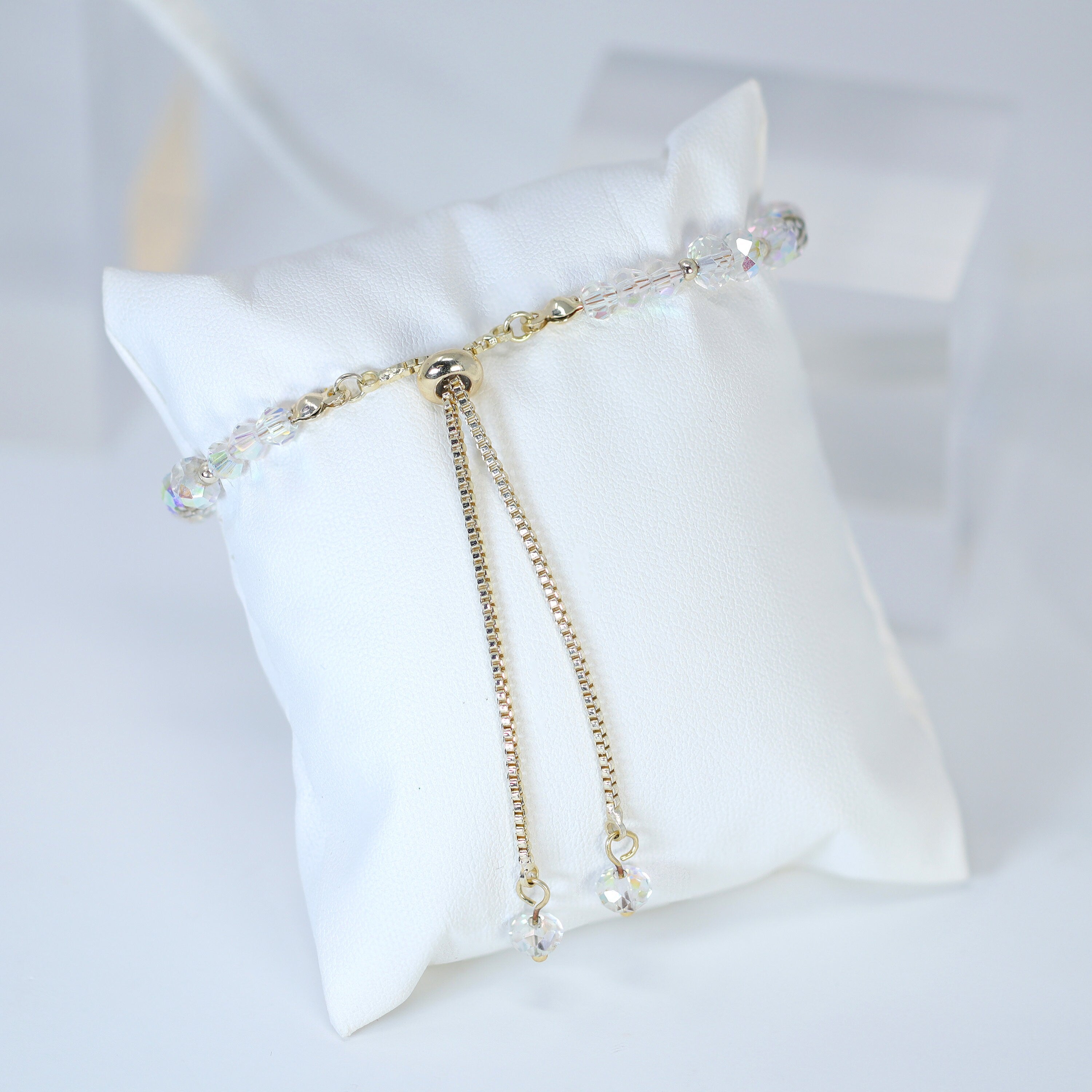 Swarovski AB Crystal Droplet Bracelet - Diamond Wedding Bracelet for Bride & Bridesmaid | Elegant Statement Jewelry Gift for Engagement, Anniversary & Special Occasions