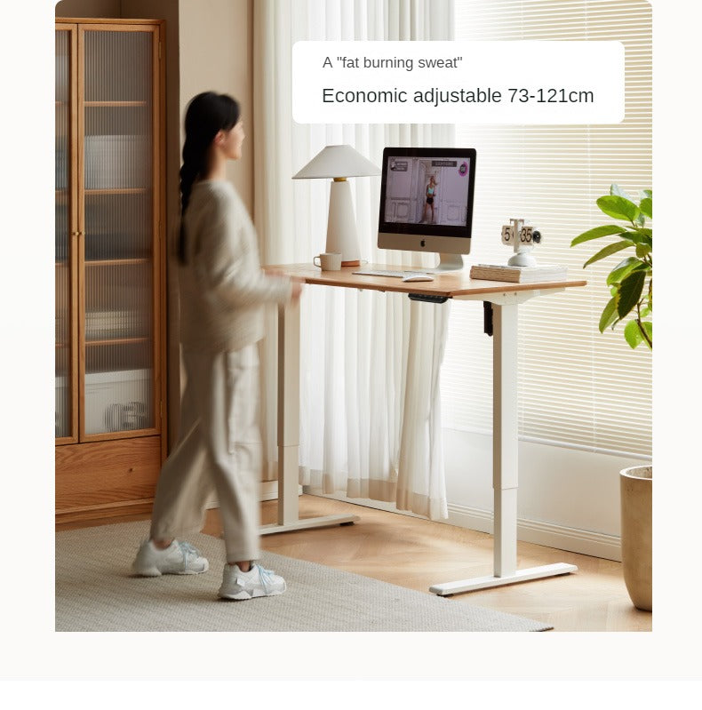 Premium Solid Oak & Black Walnut Electric Height Adjustable Standing Desk - Ergonomic Home Office Workstation for Remote Work & Study