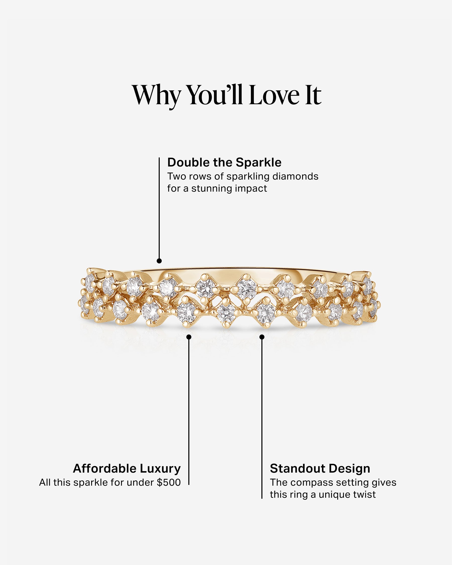 Elegant Diamond Station Double Row Ring for Women - Perfect for Weddings, Anniversaries & Special Occasions
