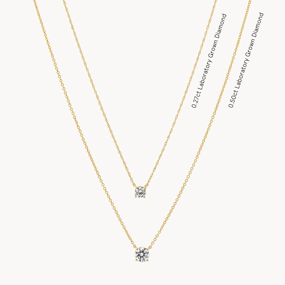 0.20ct Lab Grown Diamond Round Pendant Necklace in 10k Gold - Perfect for Weddings, Anniversaries & Everyday Elegance