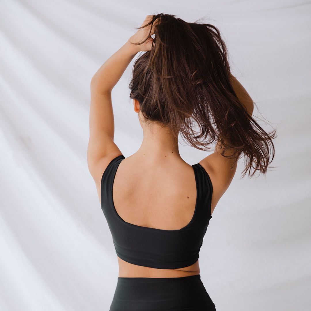 Black Olivia Swim Crop Top - Women's High Waisted Bikini Top for Swimming, Beach & Summer Vacation - Perfect for Pool Parties, Surfing & Sunbathing