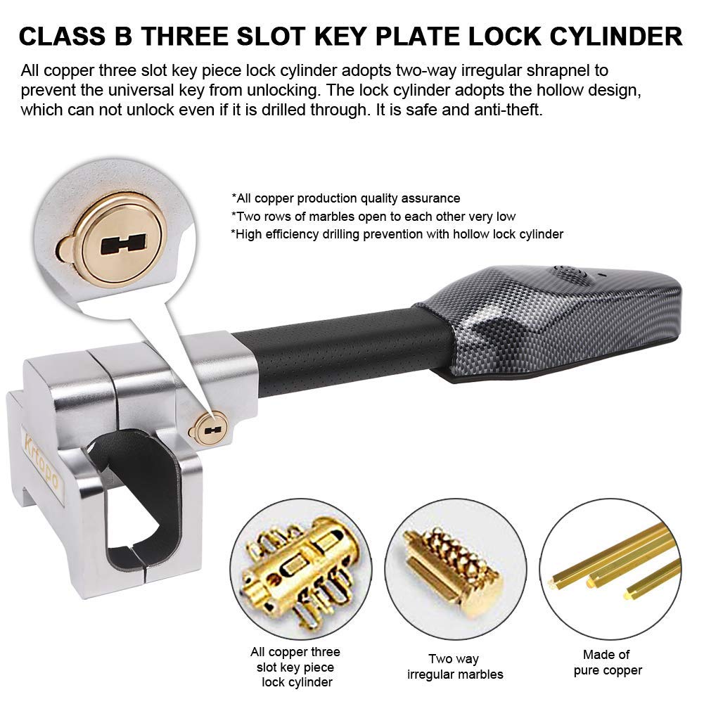 Vechkom Anti-Theft Brake Pedal Lock & Steering Wheel Lock - Universal Car Security Device with Double Hook Protection & Safety Alarm | Perfect for Parking Security, Vehicle Theft Prevention, and Road Trip Safety