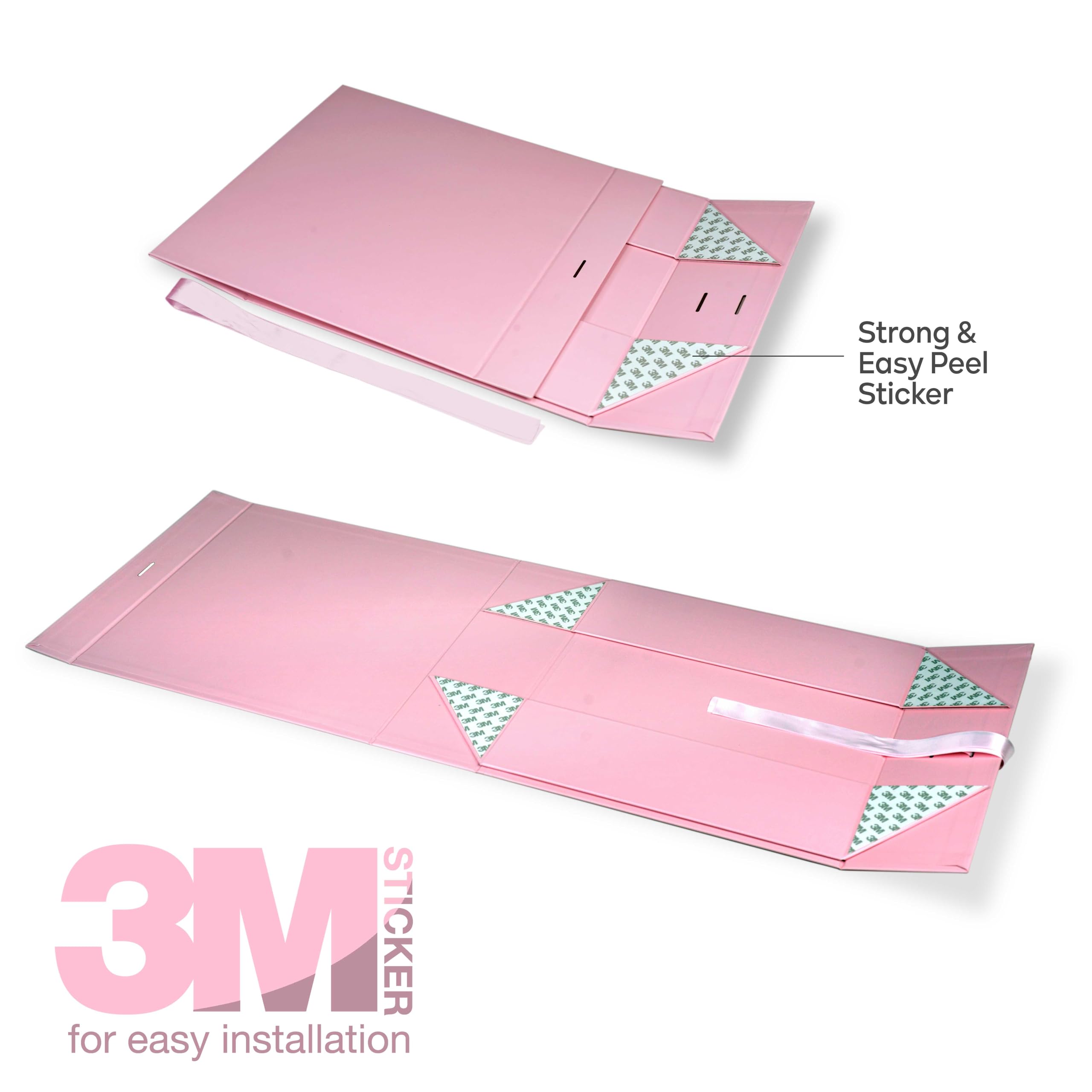 RBS® Large Gift Box with Ribbon - 34 x 33 x 10cm Valentine's Day Gift Packaging Box, Holds Up to 10kg - Multipurpose Gift Hamper for Shirts, Jewelry, Cosmetics & More (1 Pack, Pale Pink) - Perfect for Birthdays, Weddings & Corporate Gifts