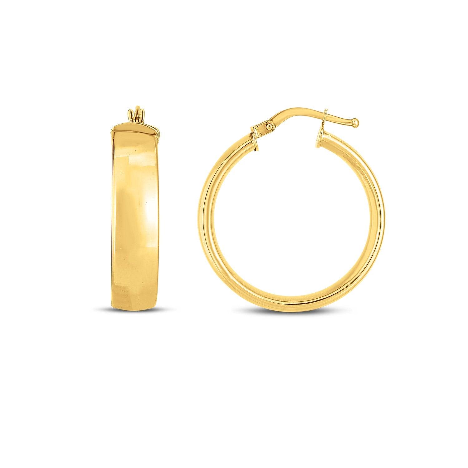 14K Yellow Gold Wedding Band Hoops - 25mm Classic Hoop Earrings for Women, Perfect for Bridal Jewelry, Anniversary Gifts & Everyday Elegance
