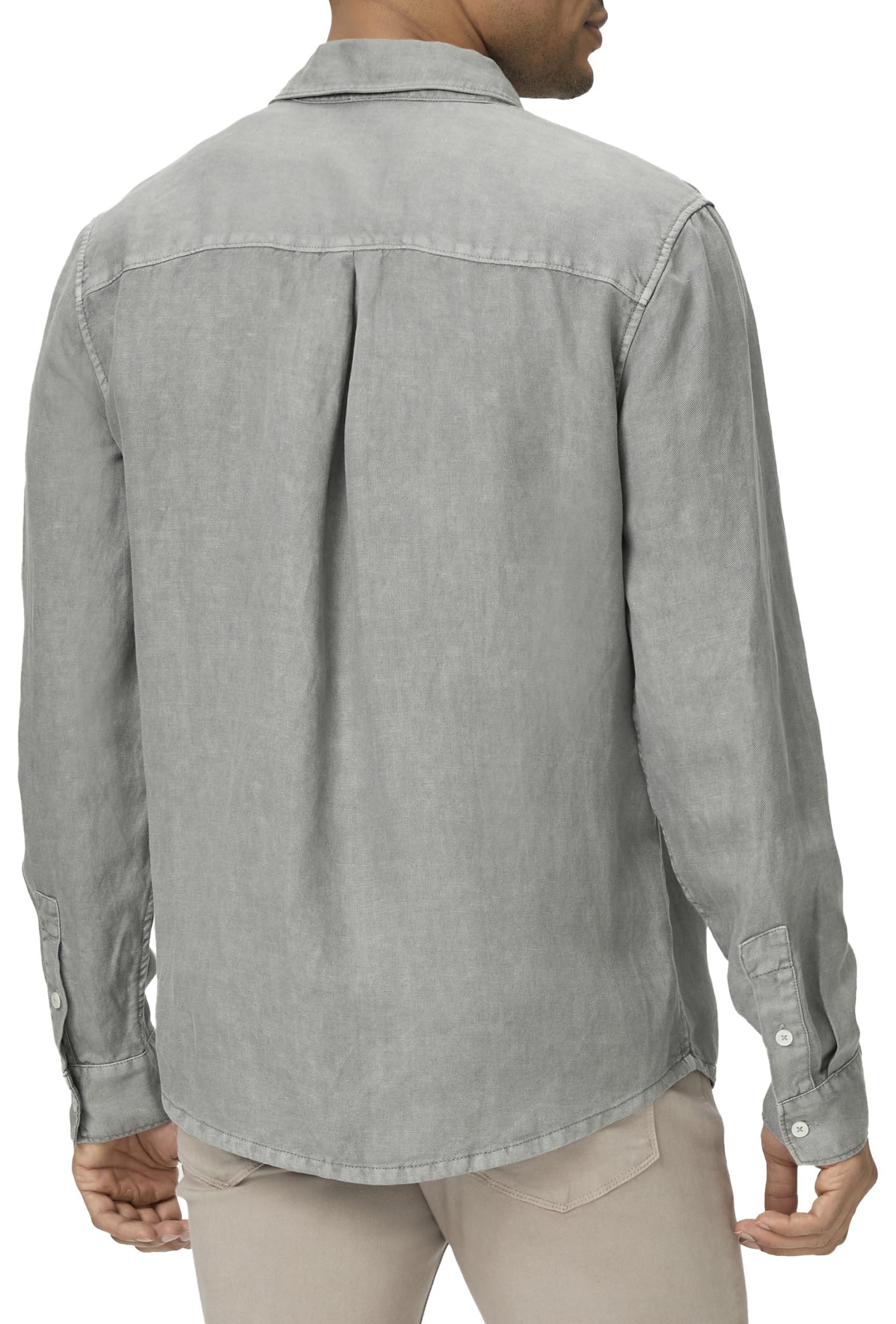 PAIGE Men's Peters Linen Blend Button Up Shirt - Casual Slim Fit Long Sleeve Dress Shirt for Office, Wedding & Business Meetings | Breathable & Comfortable Summer Wear