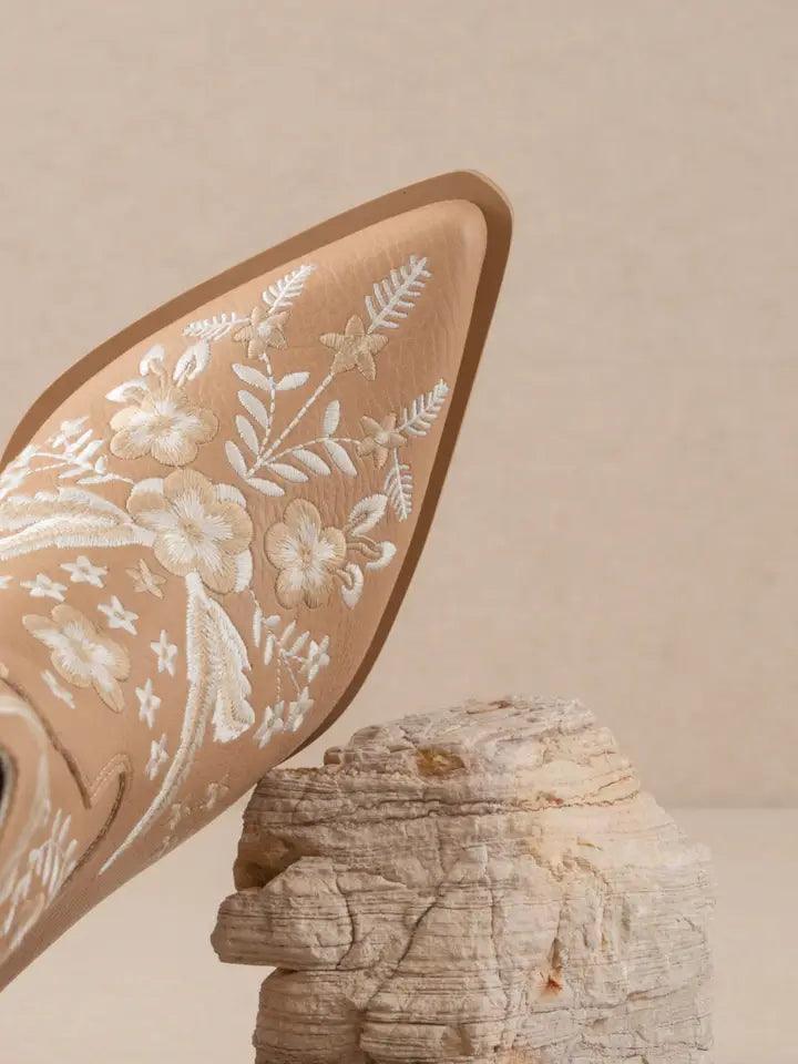 Bailey Apricot Embroidered Cowboy Boots for Women - Western Ankle Booties with Floral Design - Perfect for Country Music Festivals & Rodeo Events