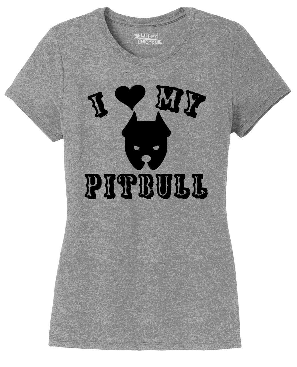 Funny I Love My Pitbull T-Shirt for Women - Soft Tri-Blend Dog Lover Tee - Perfect for Casual Wear, Dog Parks & Pitbull Enthusiast Events