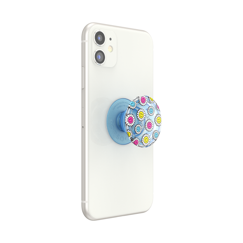 Translucent Blue Kawaii Daisies PopGrip - Cute Phone Grip Stand for iPhone & Samsung - Perfect for Gaming, Selfies, and Everyday Use