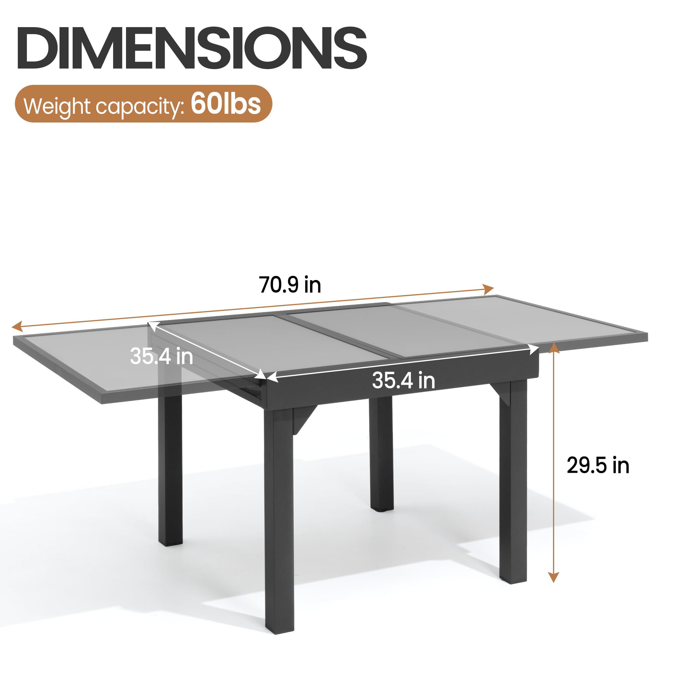 Expandable Aluminum Outdoor Dining Table 35