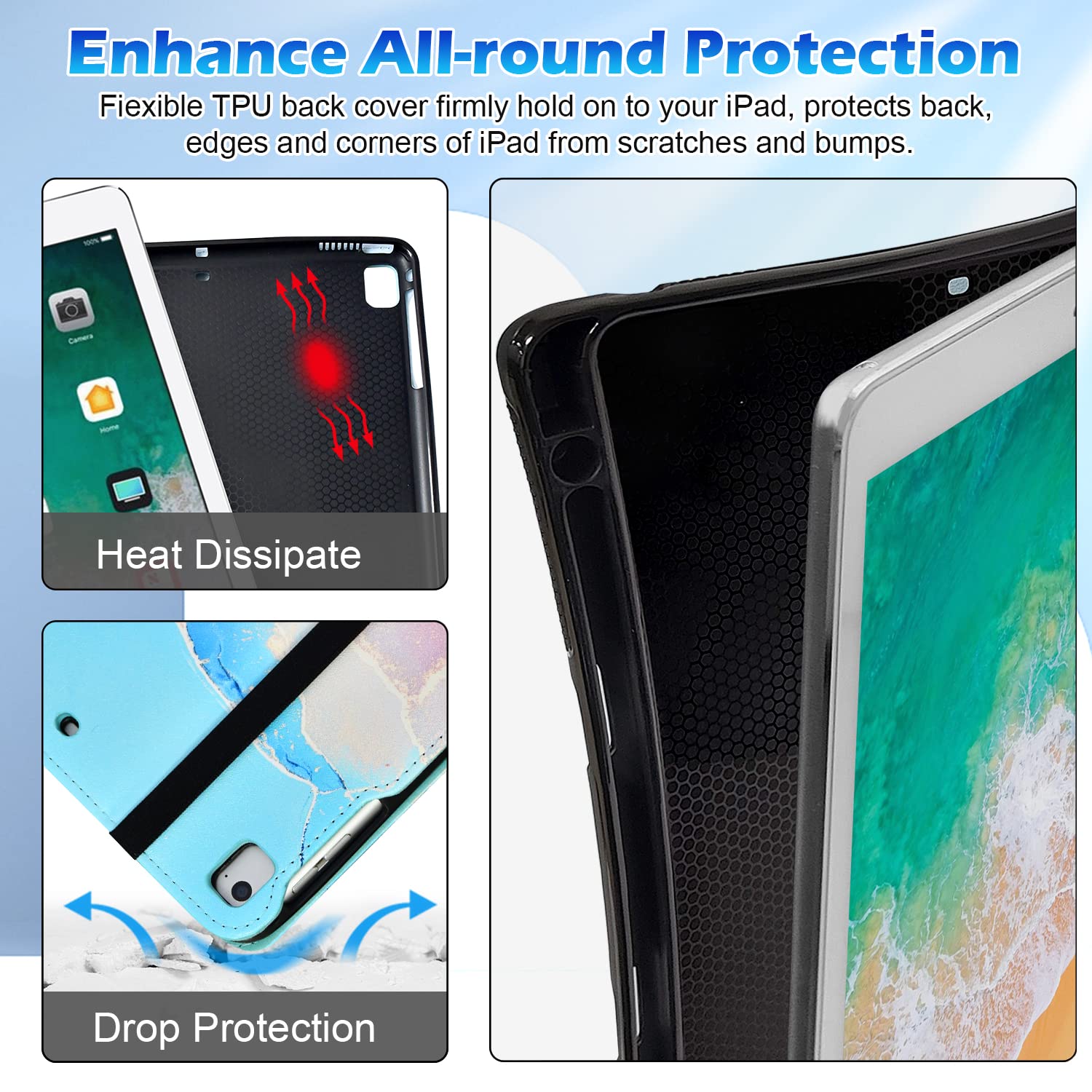 Premium Leather Folio Case for iPad 6th/5th Gen (2018/2017), iPad Air 2 (2014), iPad Air (2013) & iPad Pro 9.7