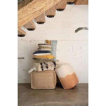 Hand Woven Jute Pouf Ottoman - Natural Fiber Footstool & Boho Chic Decor for Living Room, Bedroom, or Nursery - Perfect for Relaxing & Adding Cozy Style