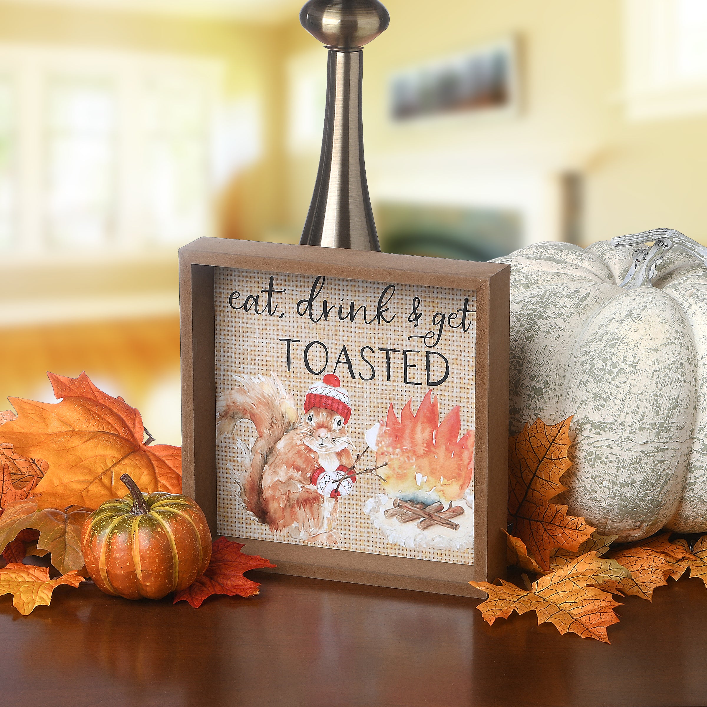 8 Inch Shadow Box Wall Art with Cute Squirrel Design - Rustic Fall Home Decor for Living Room, Bedroom, or Office - Perfect Seasonal Hanging Decoration for Autumn and Thanksgiving
