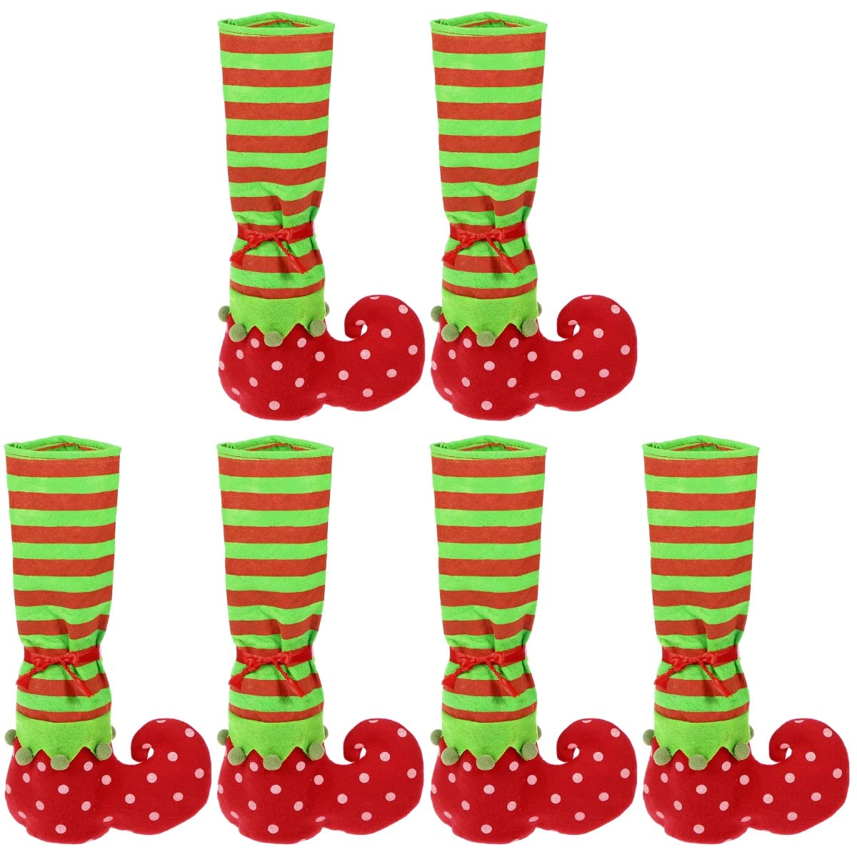 3 Pairs of Christmas Table Leg Covers - Elf Feet Shoe Covers for Holiday Party Decor, Xmas Tree Skirt Alternative, Festive Home & Office Decoration