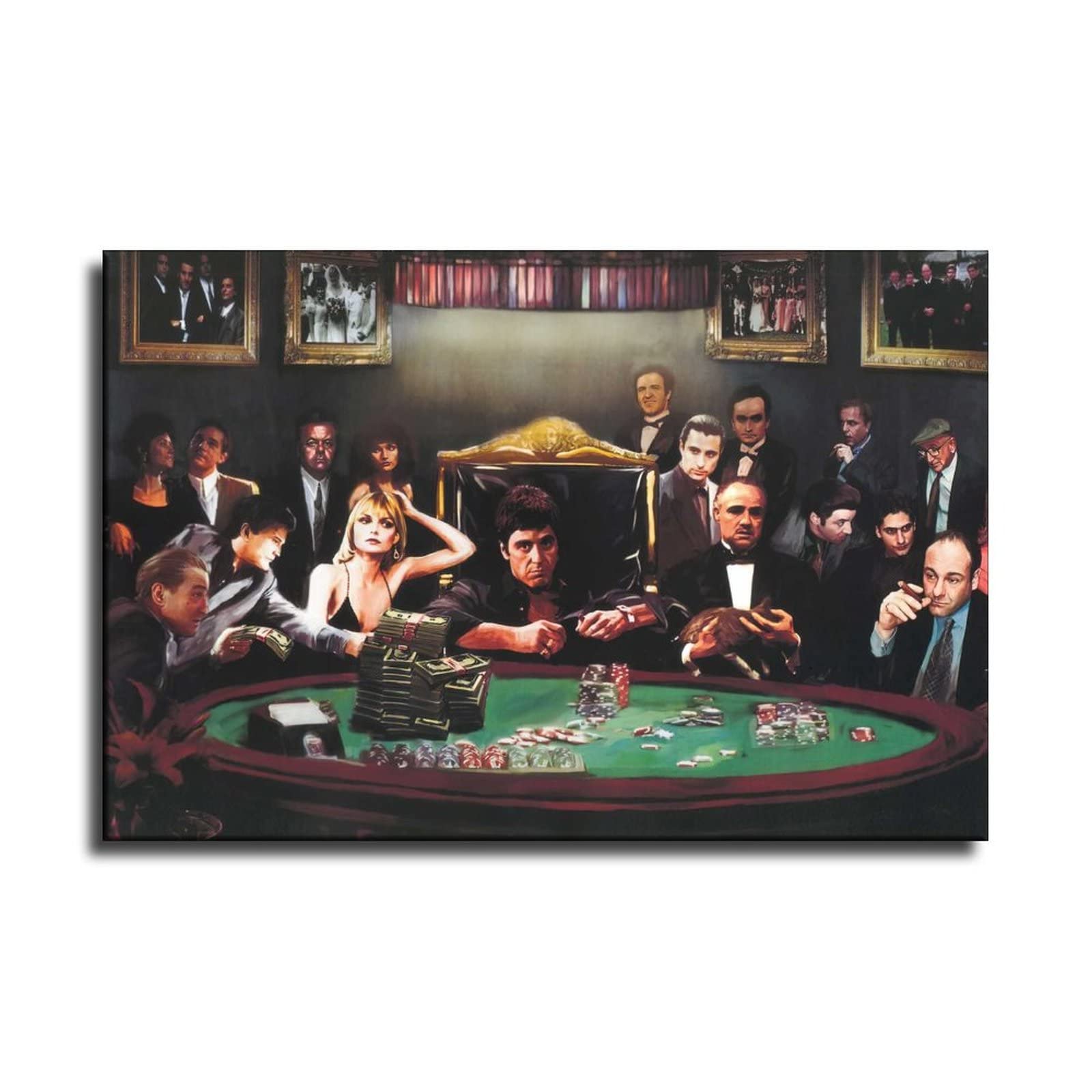 Scarface & Godfather Movie Canvas Art Print - Gangster Casino Goodfellas Wall Decor for Modern Living Room & Bedroom - Premium Movie Poster for Film Lovers & Home Theater Enthusiasts