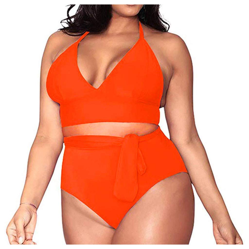 **AODONG Women's High Waisted Plus Size Swimsuits – Tummy Control Tankini Bikini Set | Solid Color Bathing Suit for Beach, Pool & Vacation**