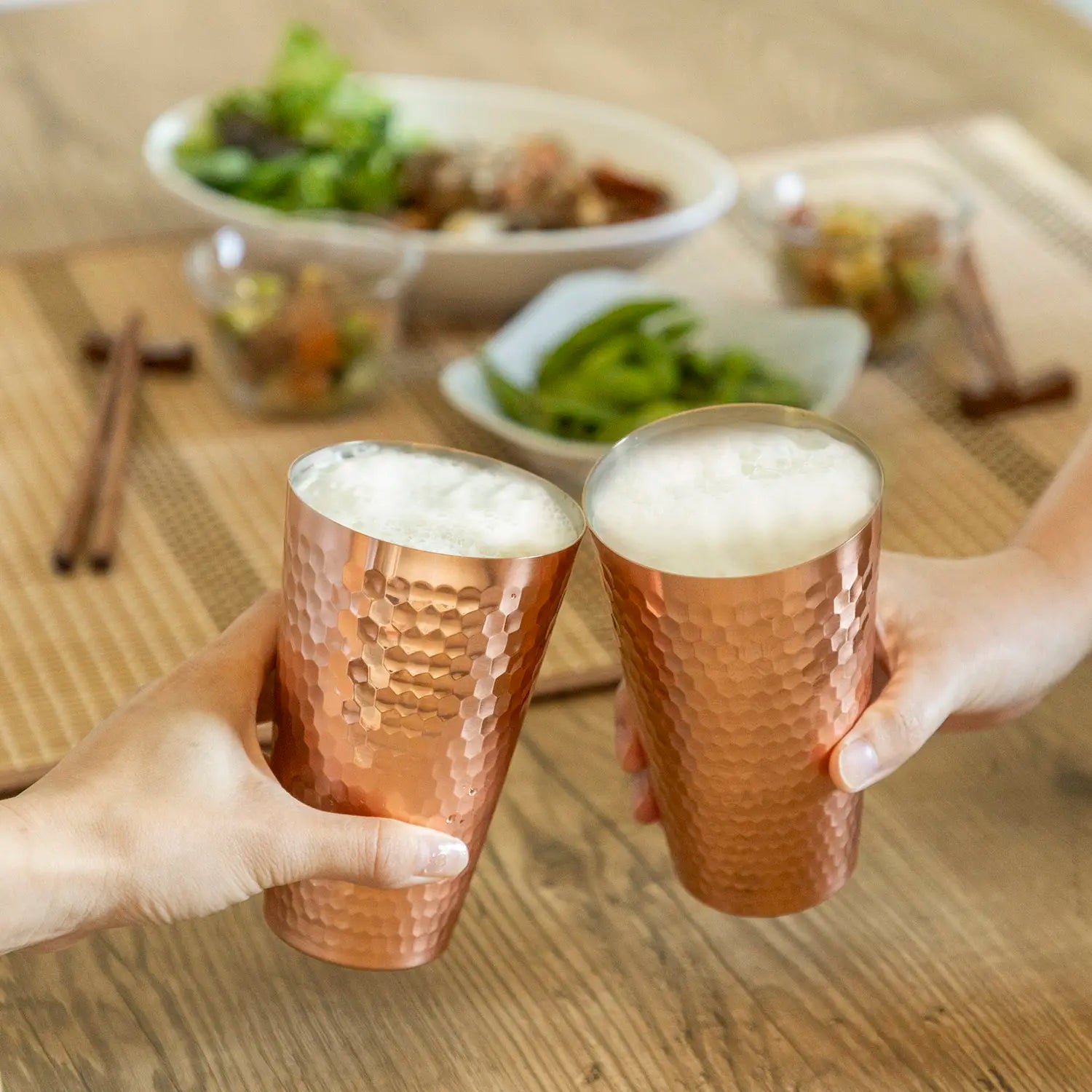 Premium Asahi Copper Tumbler Set of 2 - Insulated Copper Water Bottles for Hot & Cold Drinks - Perfect for Home, Office, Gym & Outdoor Activities