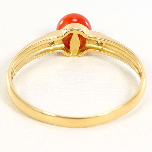 18K Yellow Gold Coral Diamond Ring for Women - Elegant Handmade Jewelry for Weddings, Anniversaries & Special Occasions