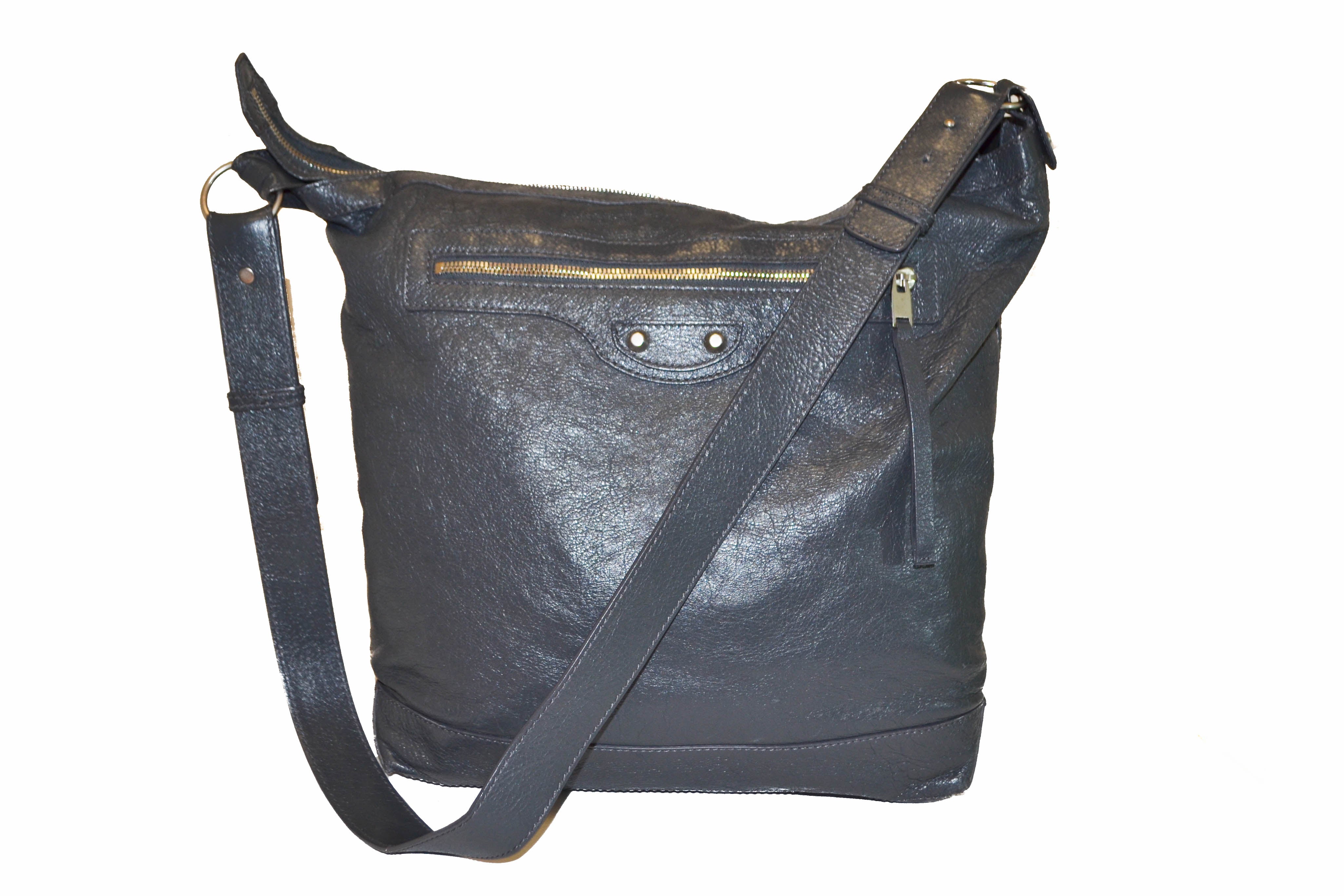 Authentic Balenciaga Grey Lambskin Leather Arena Messenger Bag for Men & Women - Stylish Crossbody Shoulder Bag for Work, Travel & Everyday Use