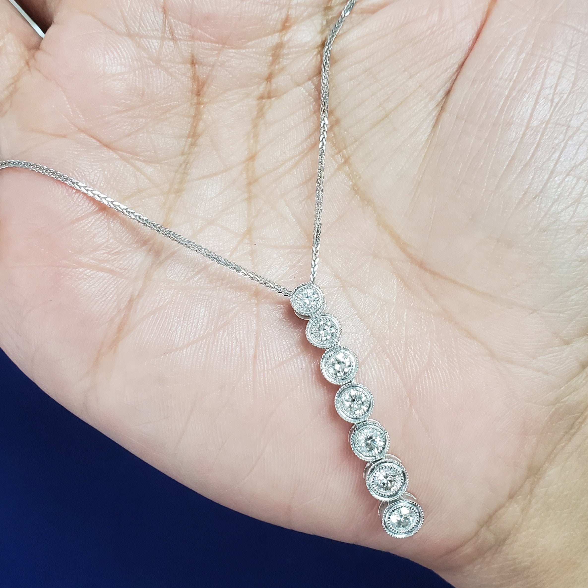 1.50cttw Vertical Bezel Set Diamond Necklace in 14K White Gold - Elegant Jewelry for Weddings, Anniversaries & Special Occasions
